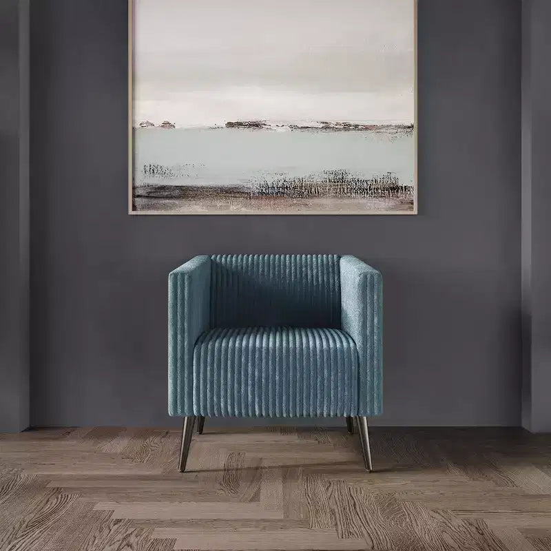 Poltrona d'accento rivestita in velluto con gambe in legno, capacità 113 kg, 77 cm L x 79 cm H
