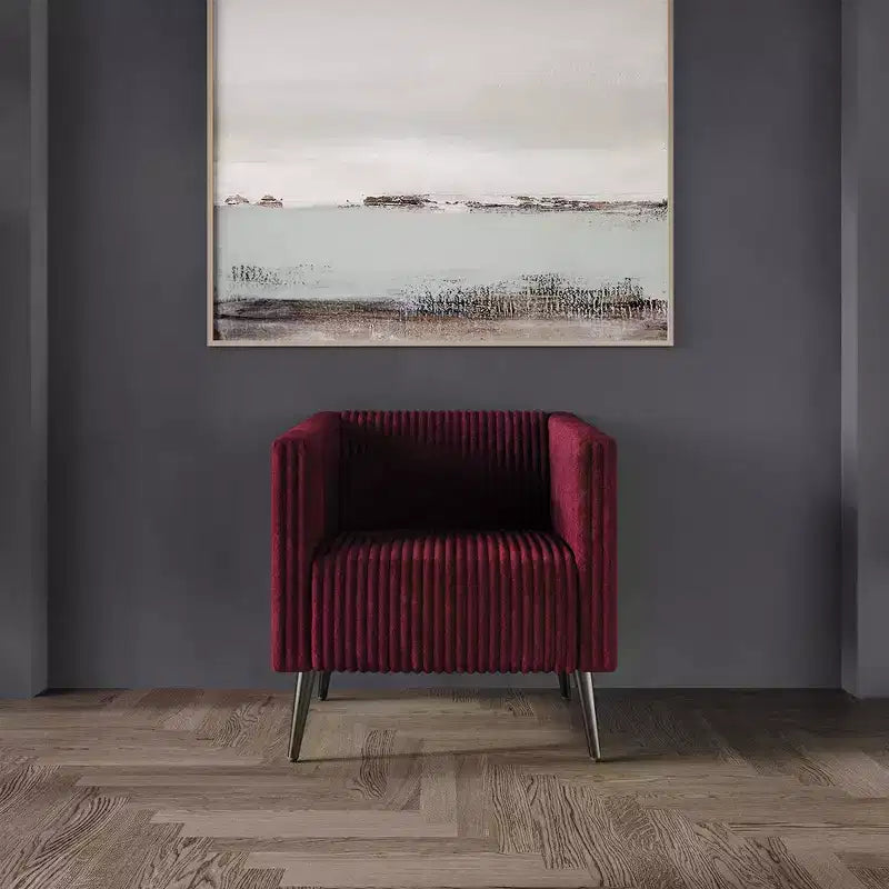 Poltrona d'accento rivestita in velluto con gambe in legno, capacità 113 kg, 77 cm L x 79 cm H