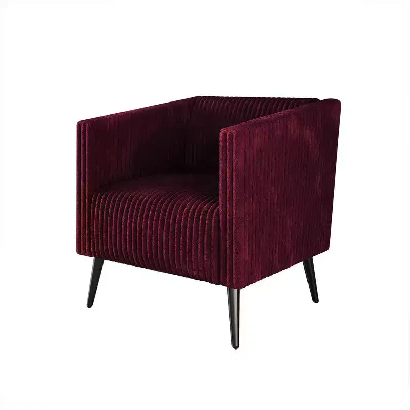 Poltrona d'accento rivestita in velluto con gambe in legno, capacità 113 kg, 77 cm L x 79 cm H