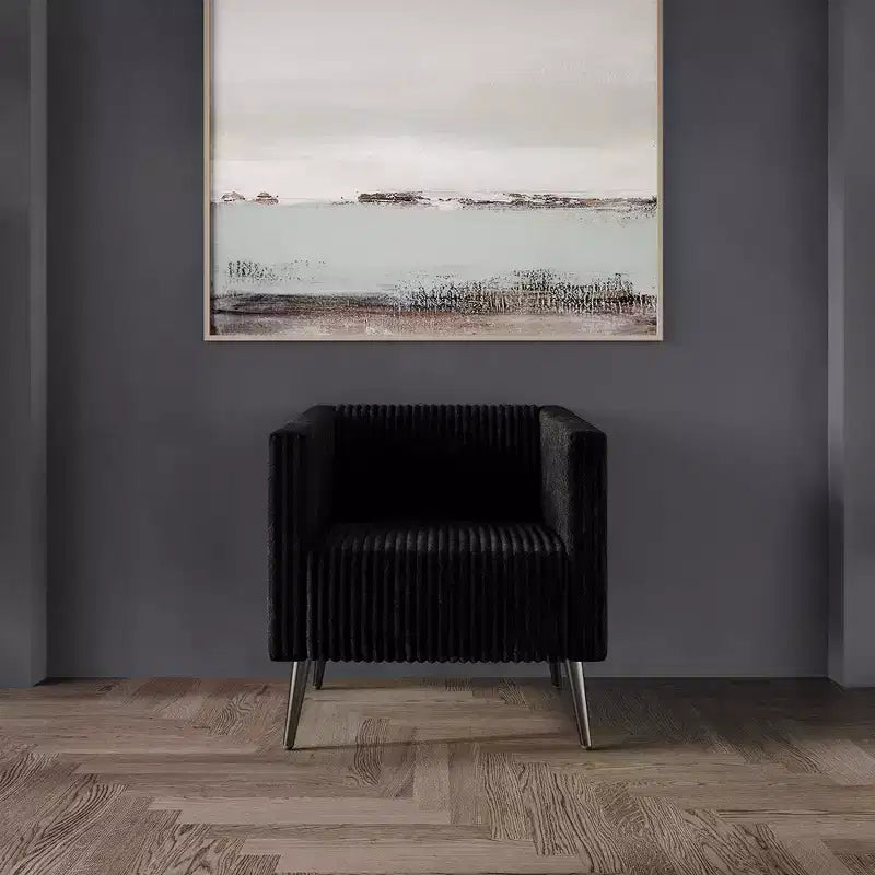Poltrona d'accento rivestita in velluto con gambe in legno, capacità 113 kg, 77 cm L x 79 cm H