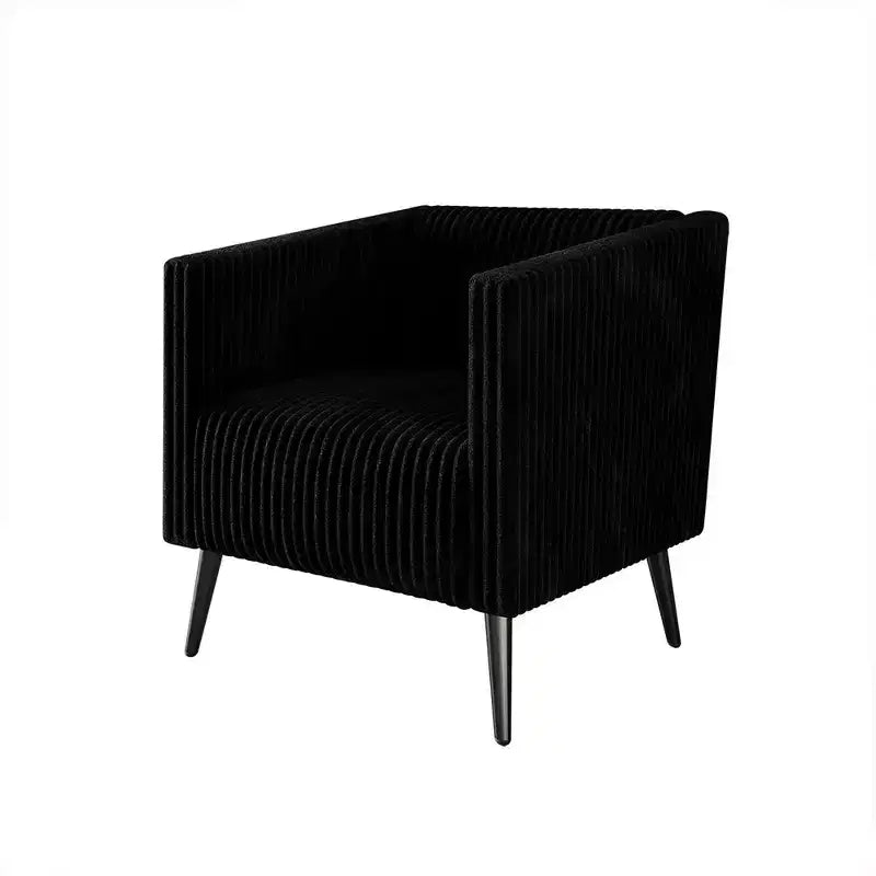 Poltrona d'accento rivestita in velluto con gambe in legno, capacità 113 kg, 77 cm L x 79 cm H