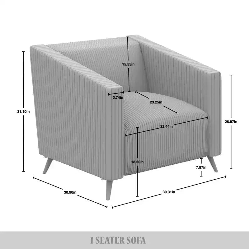 Poltrona d'accento rivestita in velluto con gambe in legno, capacità 113 kg, 77 cm L x 79 cm H
