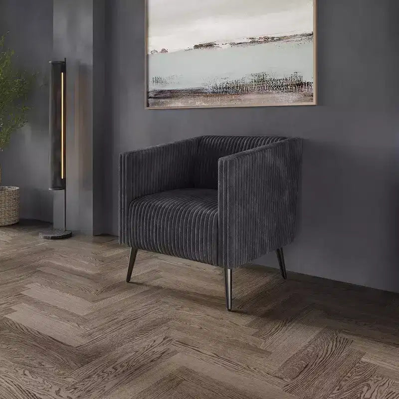 Poltrona d'accento rivestita in velluto con gambe in legno, capacità 113 kg, 77 cm L x 79 cm H