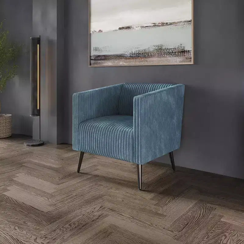 Poltrona d'accento rivestita in velluto con gambe in legno, capacità 113 kg, 77 cm L x 79 cm H