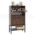 Costway Industrial Shoe Storage Cabinet with 2 Flip Drawers 1 Bottom Metal Shelf Organizer