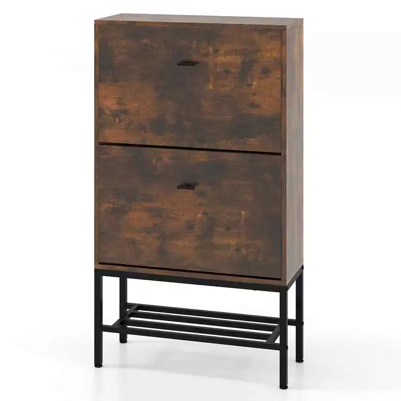 Scarpiera Industriale con 2 Cassetti a Ribalta e 1 Ripiano Inferiore, Contiene 15 Paia, 59,7 cm L x 24,1 cm P x 106,7 cm H