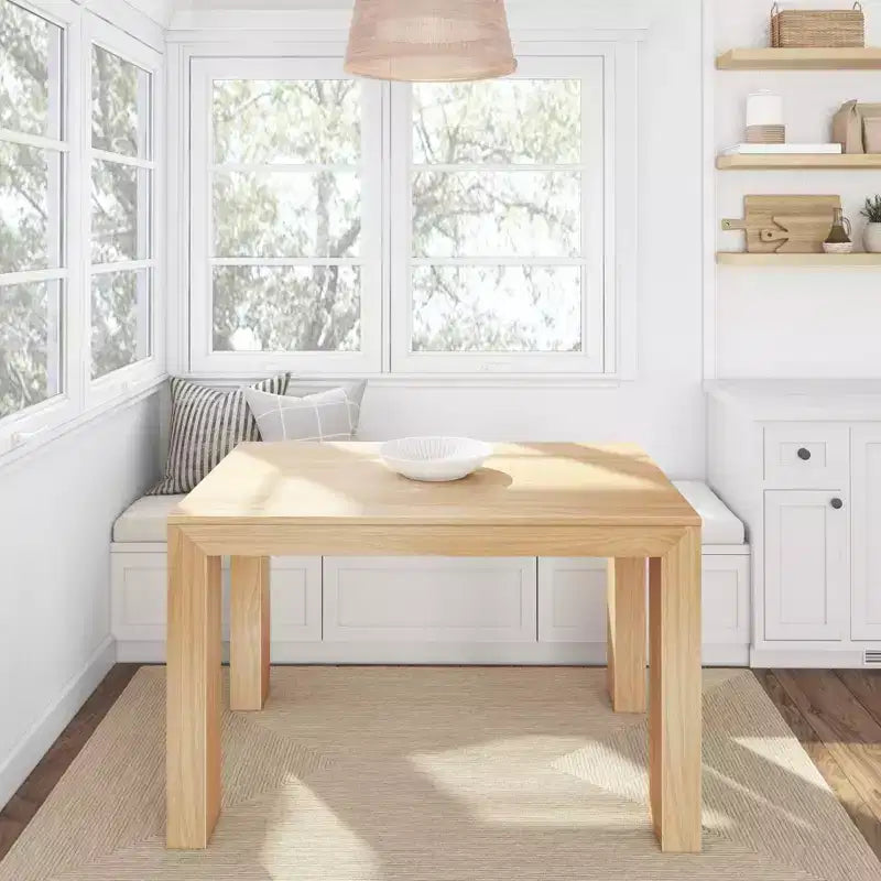 Tavolo da pranzo moderno in legno massiccio da 122 cm, per 4 persone, finitura spazzolata, piano in pino, 122 cm L x 81 cm P x 76 cm H