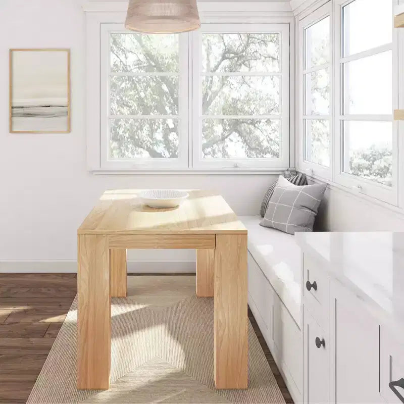 Tavolo da pranzo moderno in legno massiccio da 122 cm, per 4 persone, finitura spazzolata, piano in pino, 122 cm L x 81 cm P x 76 cm H