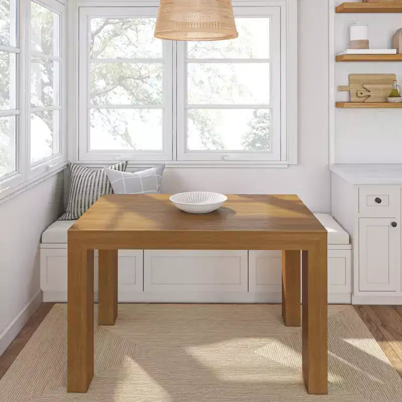 Tavolo da pranzo moderno in legno massiccio da 122 cm, per 4 persone, finitura spazzolata, piano in pino, 122 cm L x 81 cm P x 76 cm H