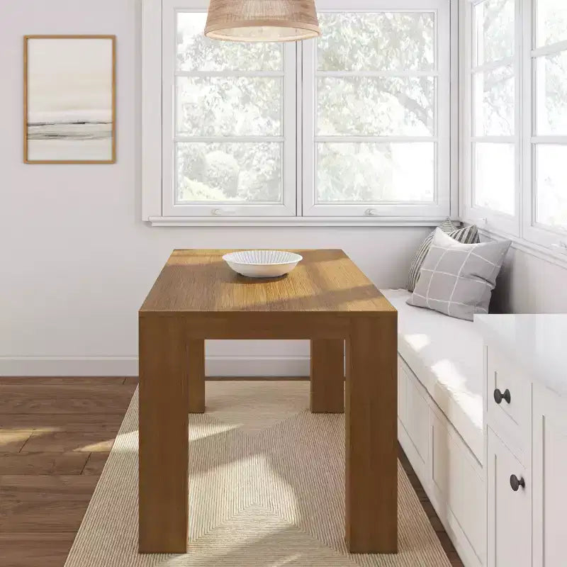 Tavolo da pranzo moderno in legno massiccio da 122 cm, per 4 persone, finitura spazzolata, piano in pino, 122 cm L x 81 cm P x 76 cm H