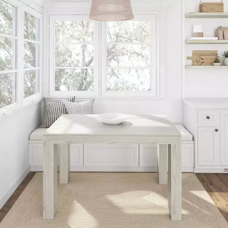Tavolo da pranzo moderno in legno massiccio da 122 cm, per 4 persone, finitura spazzolata, piano in pino, 122 cm L x 81 cm P x 76 cm H