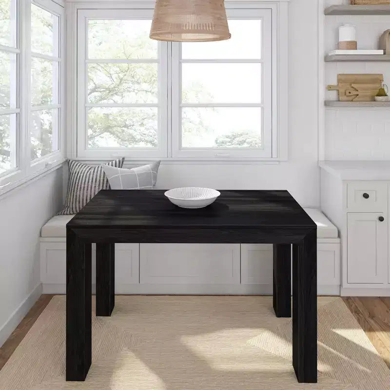 Tavolo da pranzo moderno in legno massiccio da 122 cm, per 4 persone, finitura spazzolata, piano in pino, 122 cm L x 81 cm P x 76 cm H