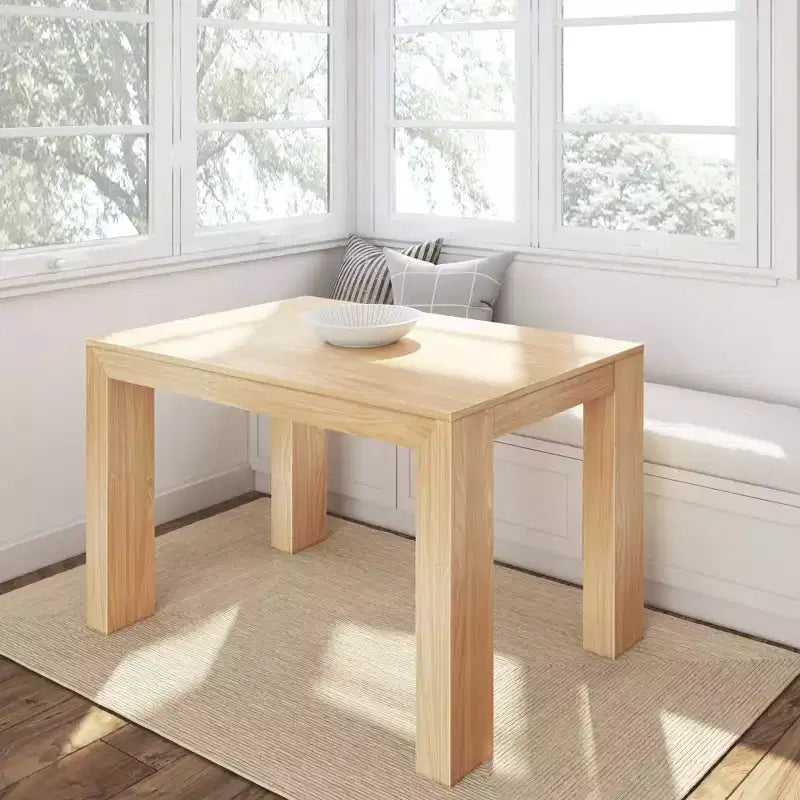 Tavolo da pranzo moderno in legno massiccio da 122 cm, per 4 persone, finitura spazzolata, piano in pino, 122 cm L x 81 cm P x 76 cm H