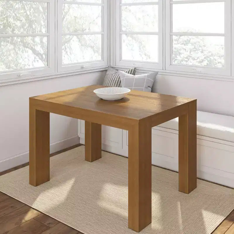 Tavolo da pranzo moderno in legno massiccio da 122 cm, per 4 persone, finitura spazzolata, piano in pino, 122 cm L x 81 cm P x 76 cm H