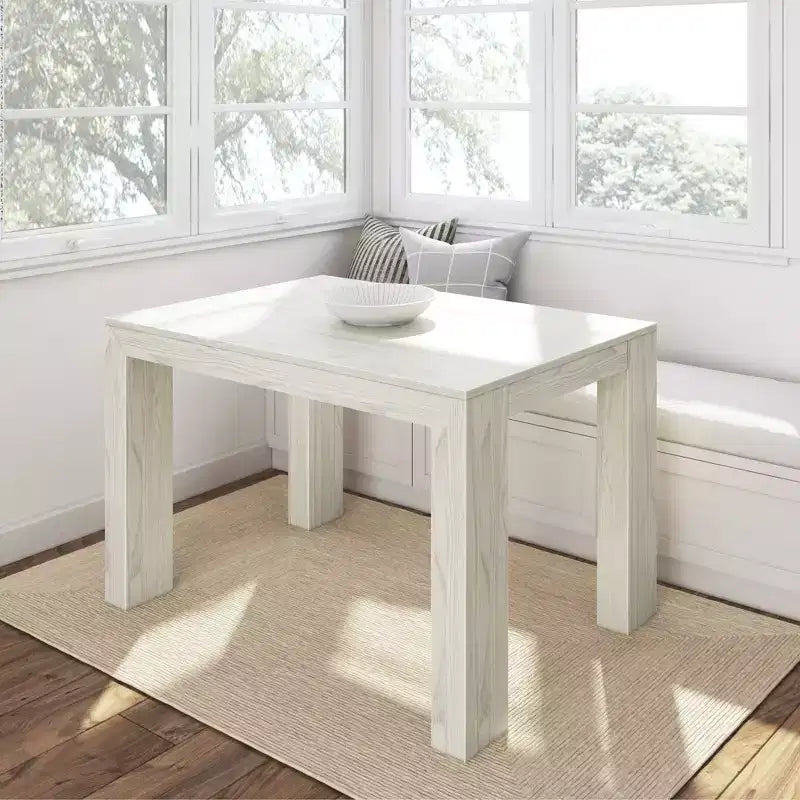 Tavolo da pranzo moderno in legno massiccio da 122 cm, per 4 persone, finitura spazzolata, piano in pino, 122 cm L x 81 cm P x 76 cm H