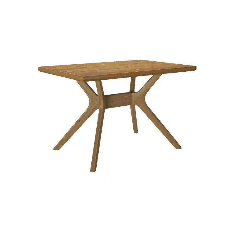 Tavolo da Pranzo Rettangolare 122 cm per 4 Persone, Piano in Pino Massello, Base con Gambe Incrociate, Stile Scandinavo