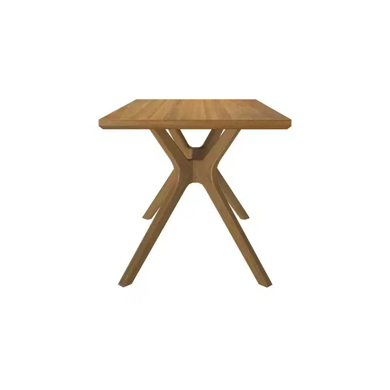 Tavolo da Pranzo Rettangolare 122 cm per 4 Persone, Piano in Pino Massello, Base con Gambe Incrociate, Stile Scandinavo