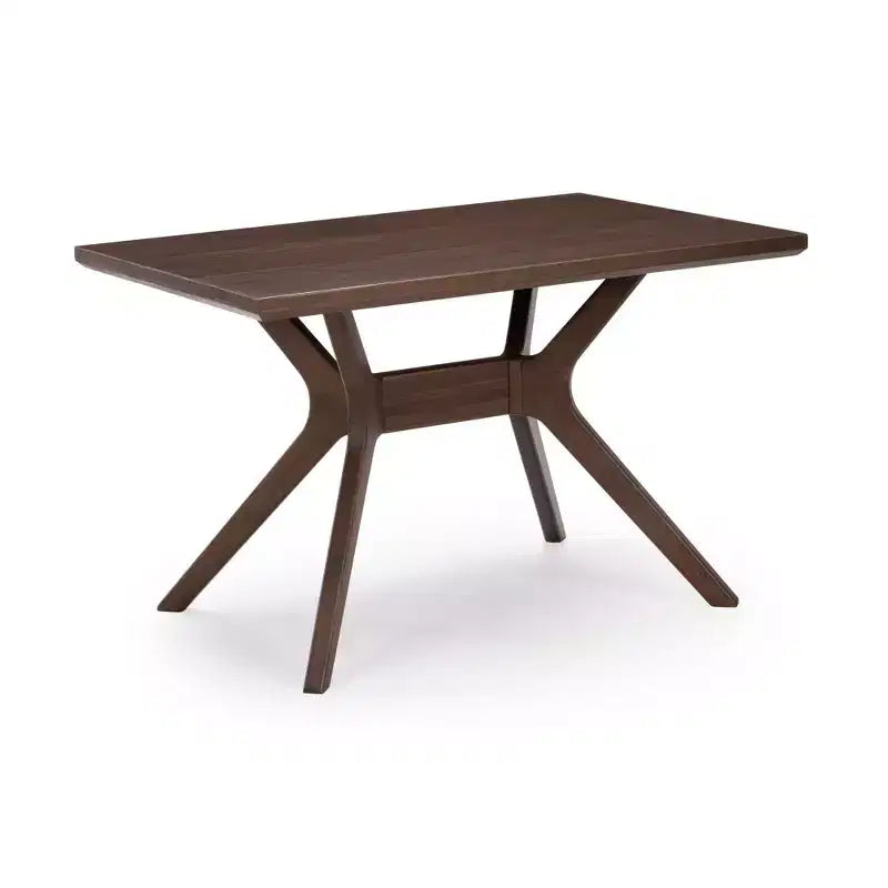 Tavolo da Pranzo Rettangolare 122 cm per 4 Persone, Piano in Pino Massello, Base con Gambe Incrociate, Stile Scandinavo