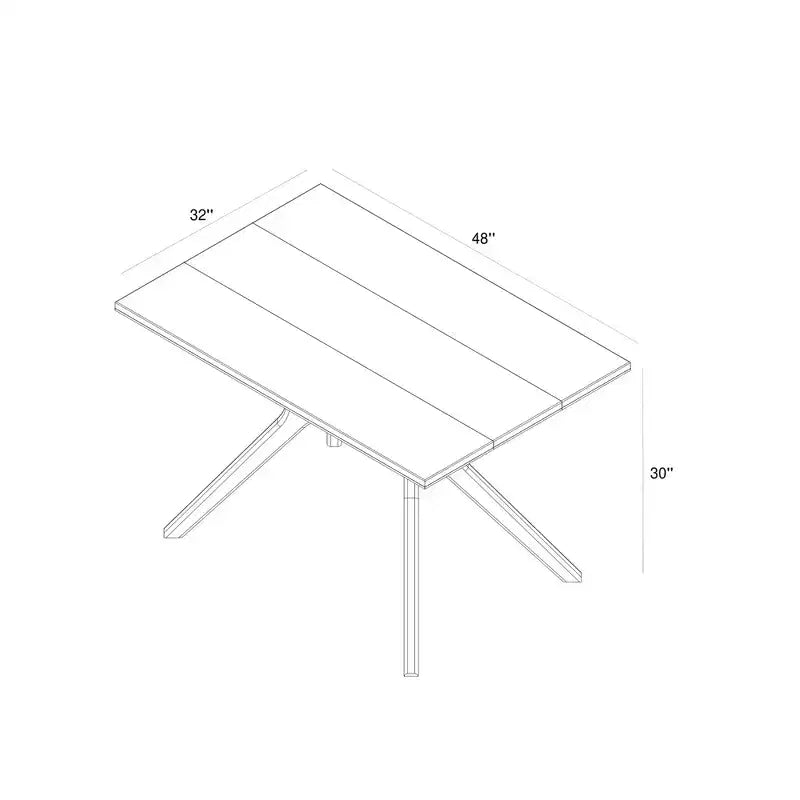 Tavolo da Pranzo Rettangolare 122 cm per 4 Persone, Piano in Pino Massello, Base con Gambe Incrociate, Stile Scandinavo