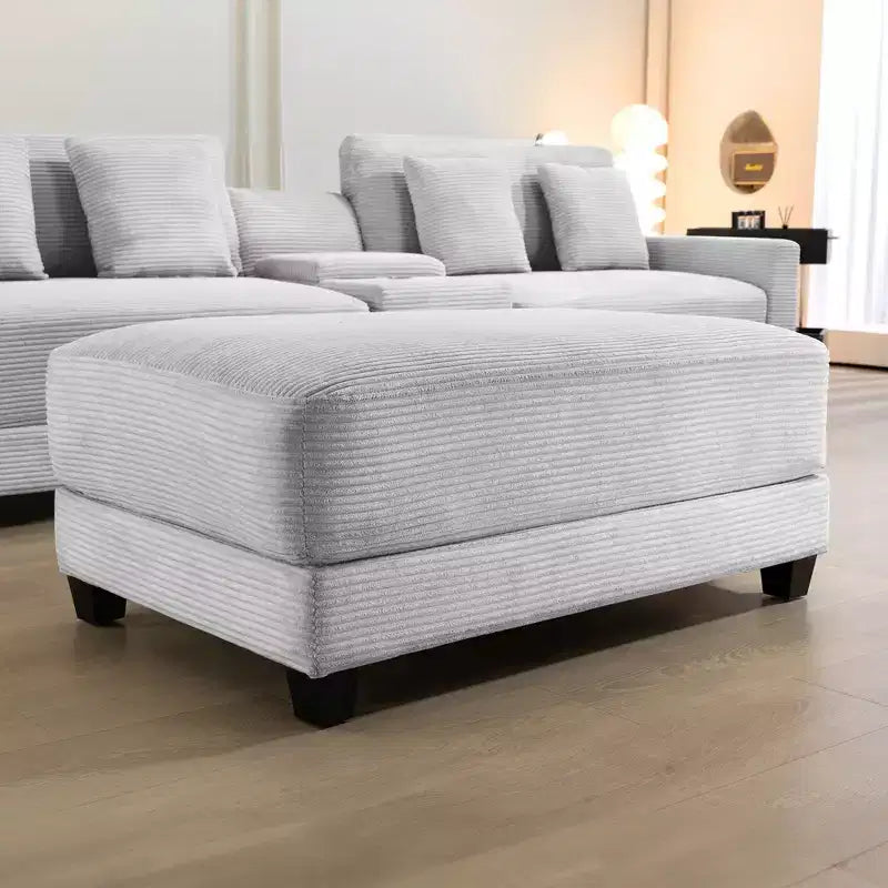 Pouf in velluto a coste oversize, pile a pelo lungo, 110,9 cm L x 73,9 cm P x 47 cm A, capacità 113,4 kg