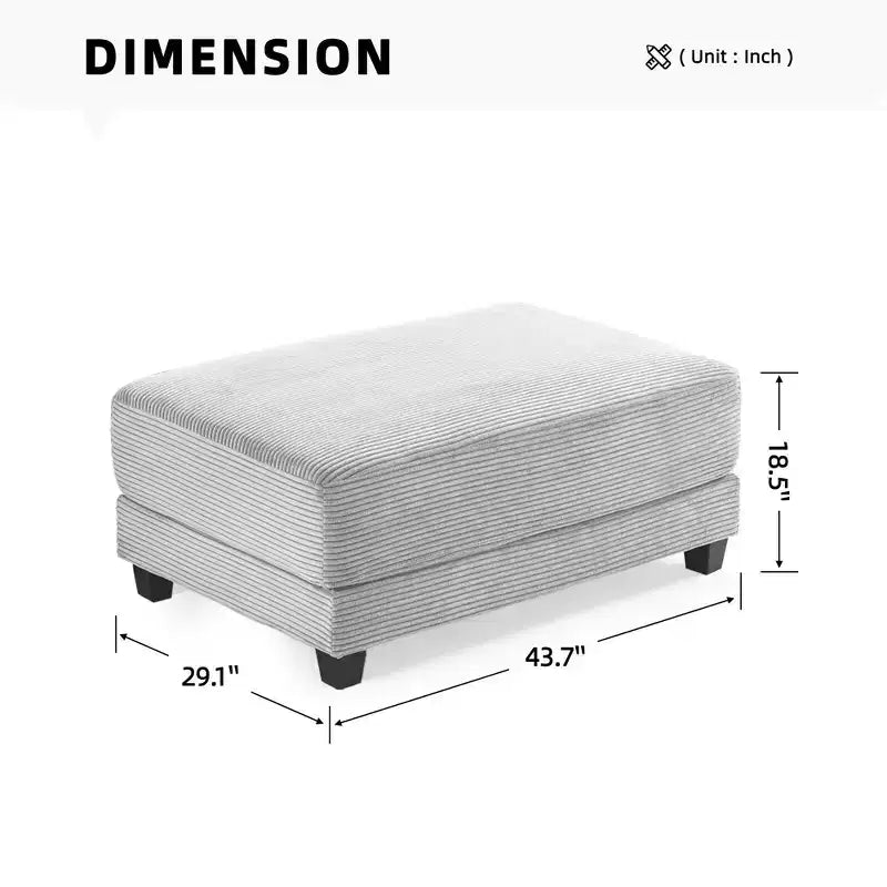 Pouf in velluto a coste oversize, pile a pelo lungo, 110,9 cm L x 73,9 cm P x 47 cm A, capacità 113,4 kg