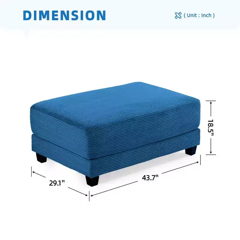 Pouf in velluto a coste oversize, pile a pelo lungo, 110,9 cm L x 73,9 cm P x 47 cm A, capacità 113,4 kg