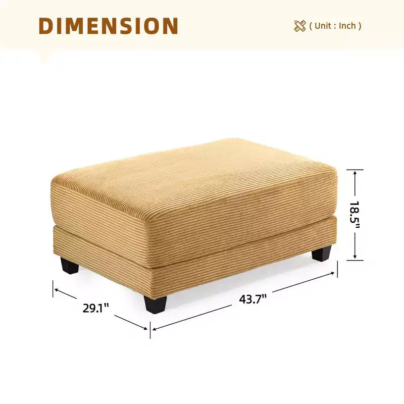 Pouf in velluto a coste oversize, pile a pelo lungo, 110,9 cm L x 73,9 cm P x 47 cm A, capacità 113,4 kg