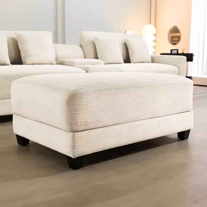 Pouf in velluto a coste oversize, pile a pelo lungo, 110,9 cm L x 73,9 cm P x 47 cm A, capacità 113,4 kg