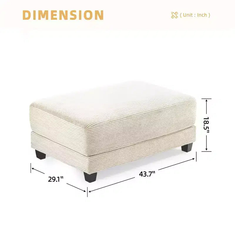 Pouf in velluto a coste oversize, pile a pelo lungo, 110,9 cm L x 73,9 cm P x 47 cm A, capacità 113,4 kg