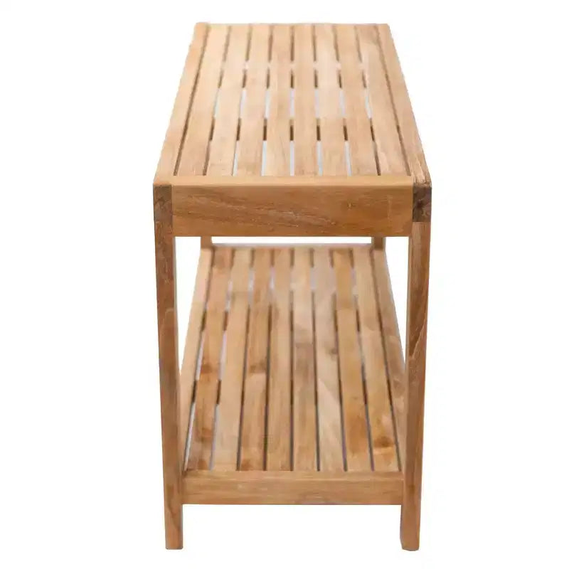 Panca doccia in teak con ripiano inferiore, resistente all'acqua, 35,5"L x 19,5"H, capacità 250 libbre