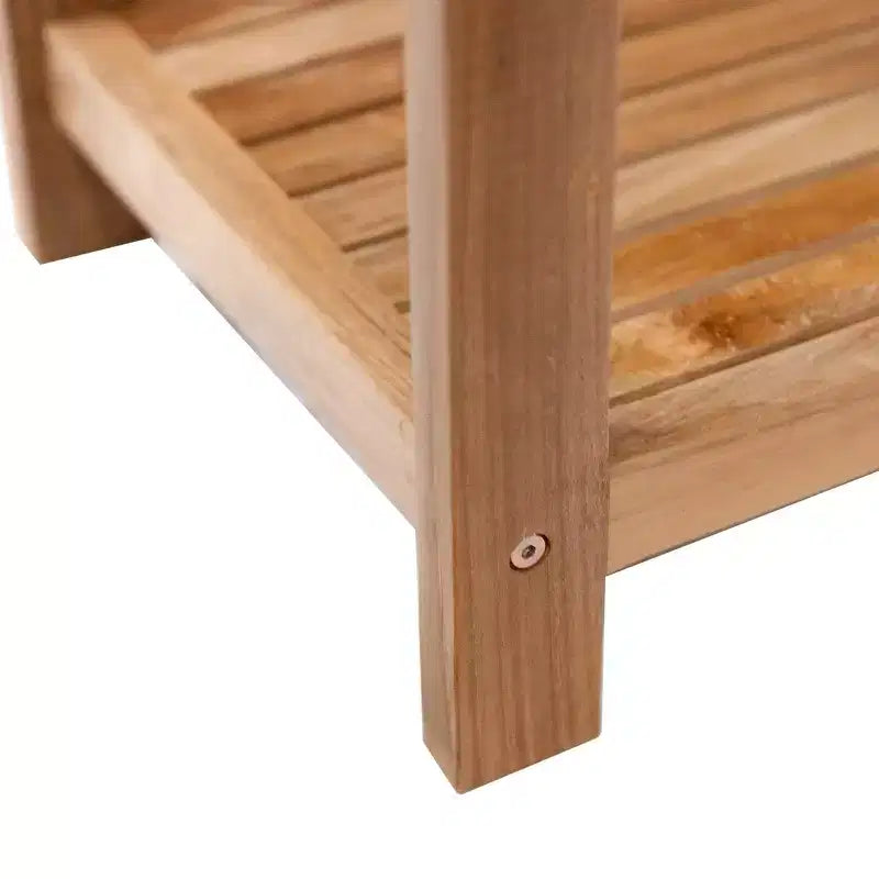 Panca doccia in teak con ripiano inferiore, resistente all'acqua, 35,5"L x 19,5"H, capacità 250 libbre