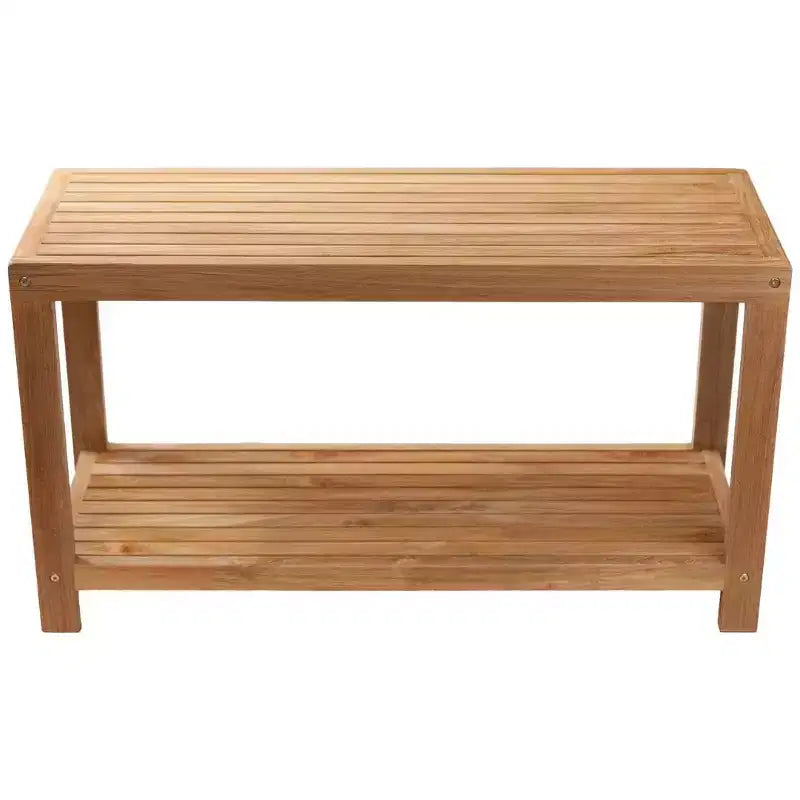 Panca doccia in teak con ripiano inferiore, resistente all'acqua, 35,5"L x 19,5"H, capacità 250 libbre