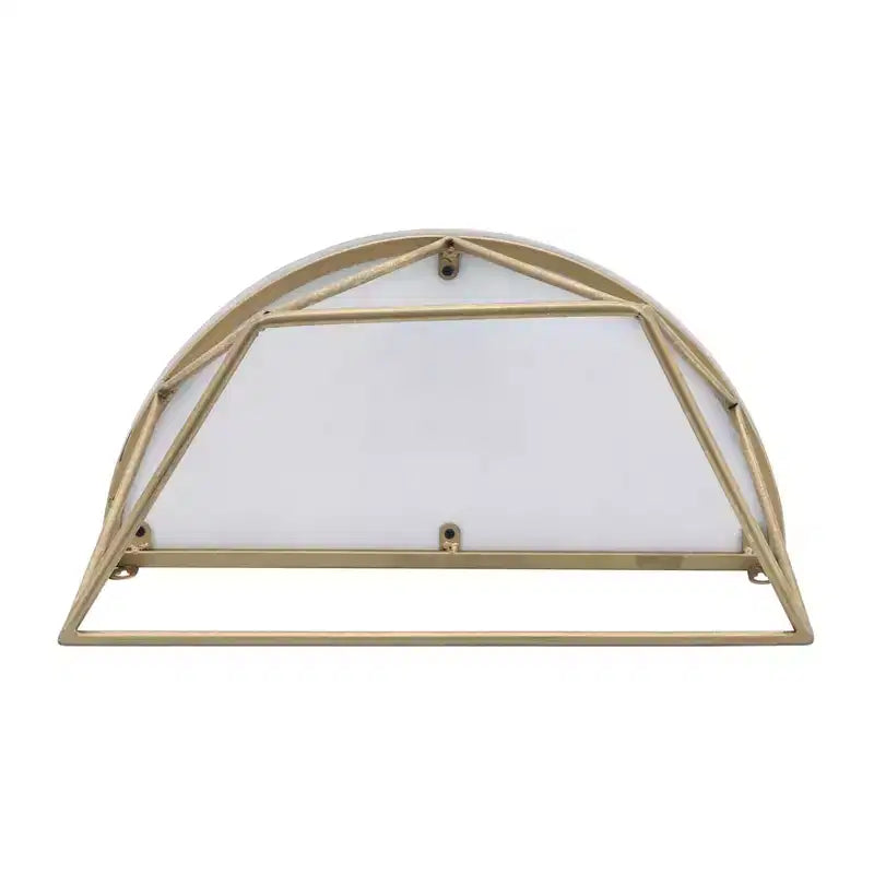 Mensola a muro a mezzaluna, metallo bianco e oro, mensola flottante a mezza luna, 40,6 cm L x 20,3 cm P x 17,8 cm H