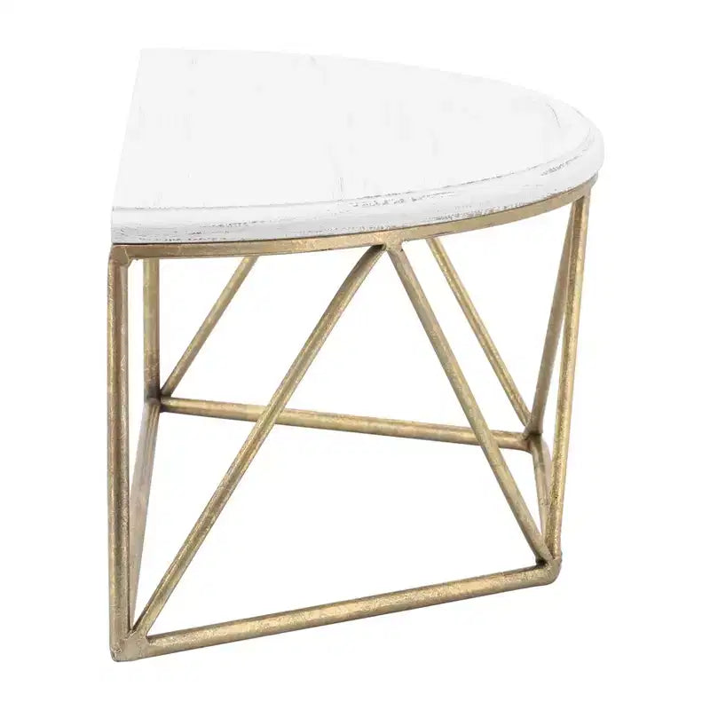 Mensola a muro a mezzaluna, metallo bianco e oro, mensola flottante a mezza luna, 40,6 cm L x 20,3 cm P x 17,8 cm H