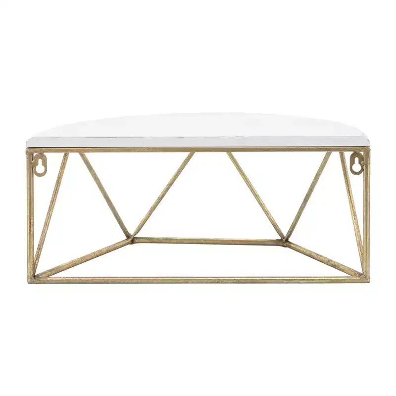 Mensola a muro a mezzaluna, metallo bianco e oro, mensola flottante a mezza luna, 40,6 cm L x 20,3 cm P x 17,8 cm H
