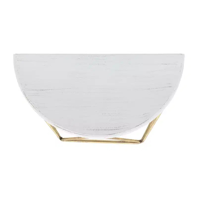 Mensola a muro a mezzaluna, metallo bianco e oro, mensola flottante a mezza luna, 40,6 cm L x 20,3 cm P x 17,8 cm H