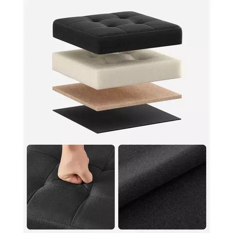 Pouf Contenitore Pieghevole Cubo, Tessuto effetto lino, Cubo da 30 cm, Capacità 130 kg, 23 Litri