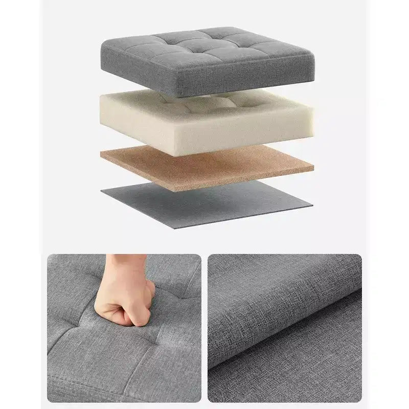 Pouf Contenitore Pieghevole Cubo, Tessuto effetto lino, Cubo da 30 cm, Capacità 130 kg, 23 Litri