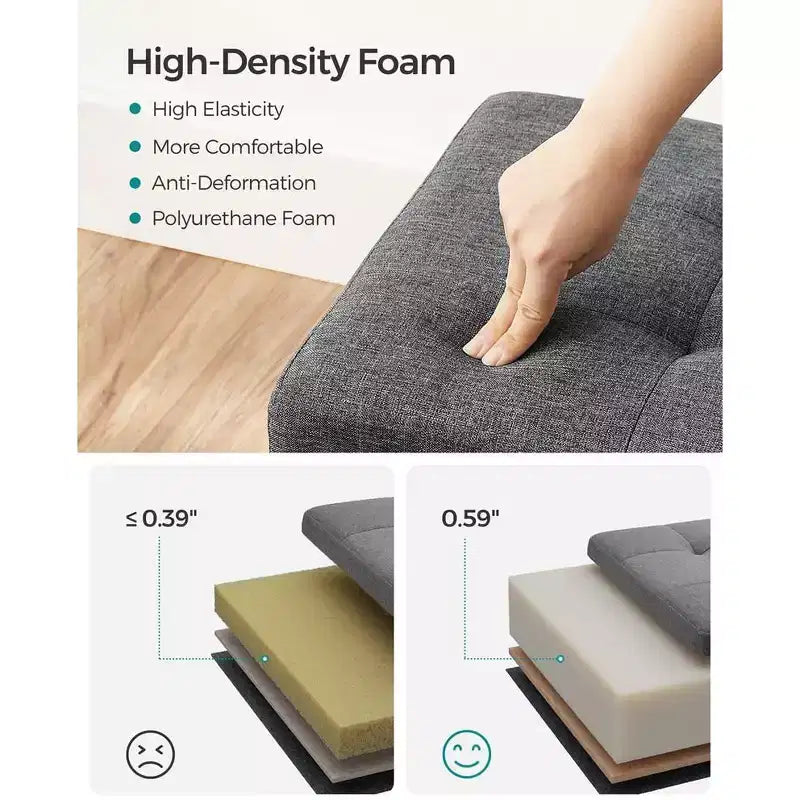 Pouf Contenitore Pieghevole Cubo, Tessuto effetto lino, Cubo da 30 cm, Capacità 130 kg, 23 Litri