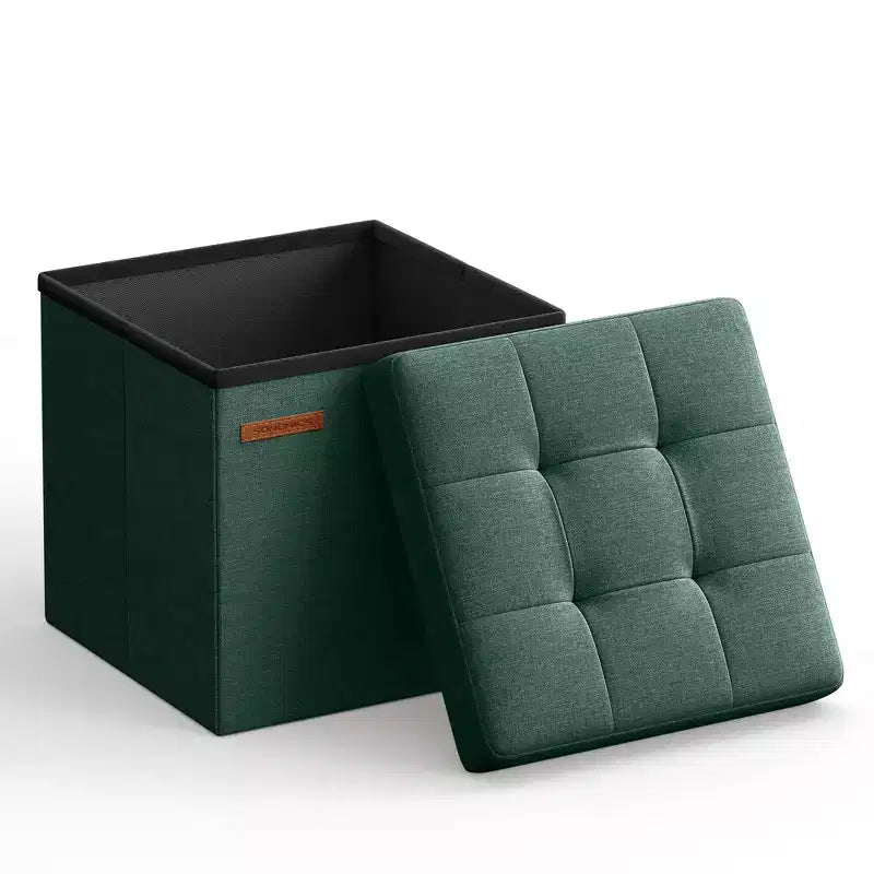 Pouf Contenitore Pieghevole Cubo, Tessuto effetto lino, Cubo da 30 cm, Capacità 130 kg, 23 Litri