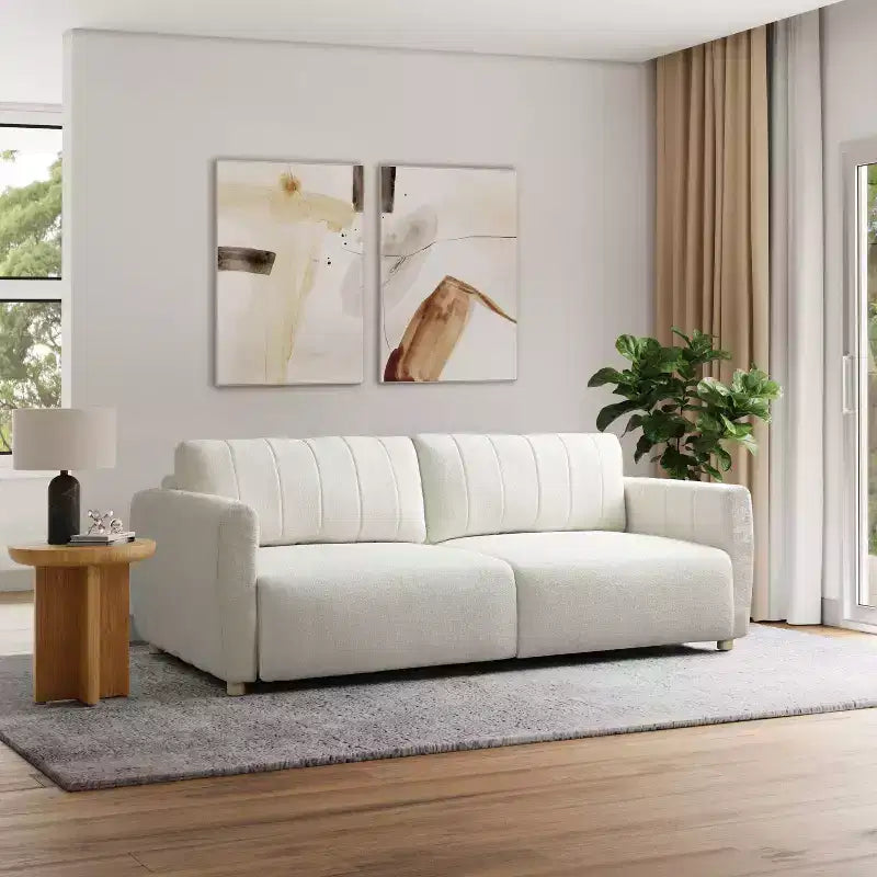 Divano Letto Trasformabile, Bouclé, 3 Posti, Matrimoniale, L 233 cm, Capacità 272 kg