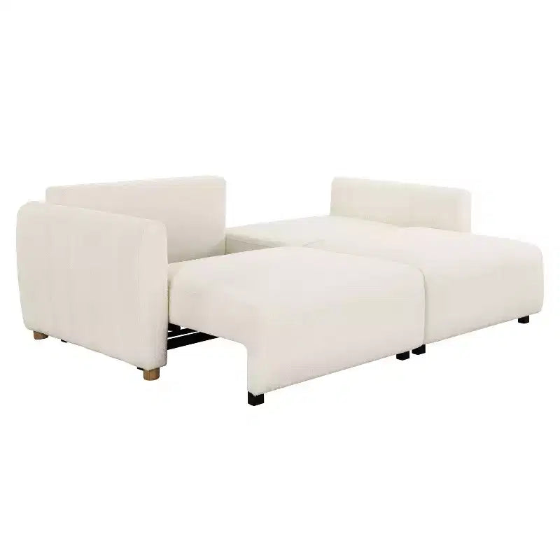 Divano Letto Trasformabile, Bouclé, 3 Posti, Matrimoniale, L 233 cm, Capacità 272 kg