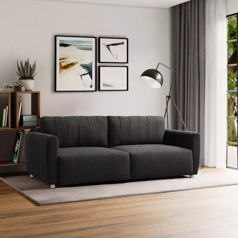 Divano Letto Trasformabile, Bouclé, 3 Posti, Matrimoniale, L 233 cm, Capacità 272 kg