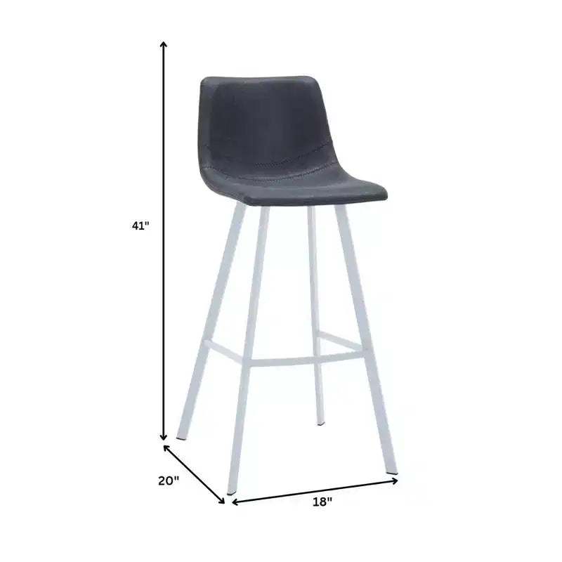 Sgabello da bar moderno 104 cm in pelle PU con schienale basso, gambe in ferro e poggiapiedi, portata 120 kg