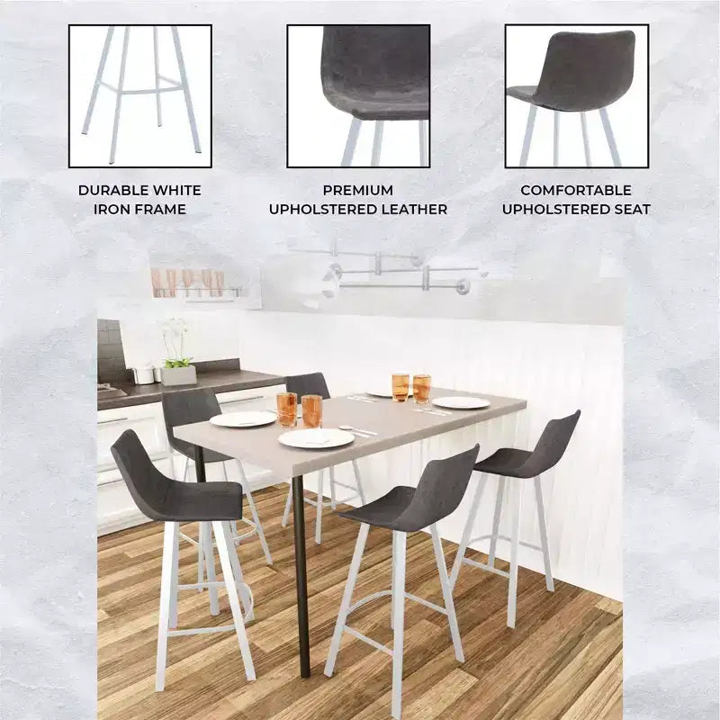 Sgabello da bar moderno 104 cm in pelle PU con schienale basso, gambe in ferro e poggiapiedi, portata 120 kg