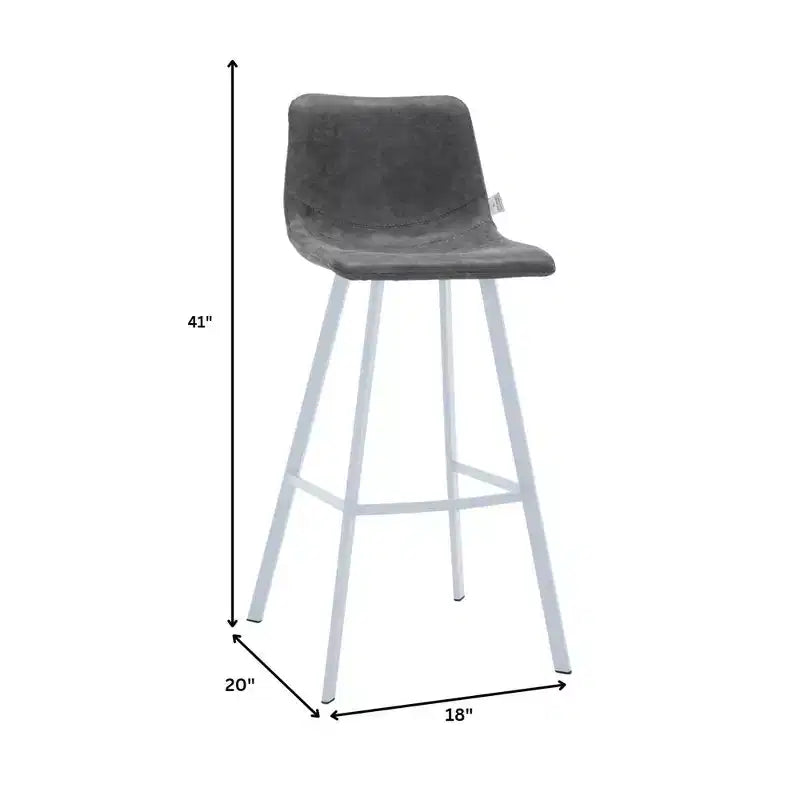 Sgabello da bar moderno 104 cm in pelle PU con schienale basso, gambe in ferro e poggiapiedi, portata 120 kg