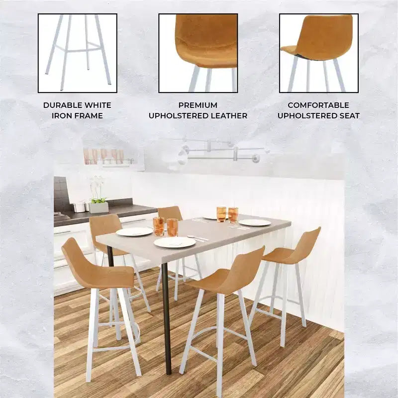 Sgabello da bar moderno 104 cm in pelle PU con schienale basso, gambe in ferro e poggiapiedi, portata 120 kg
