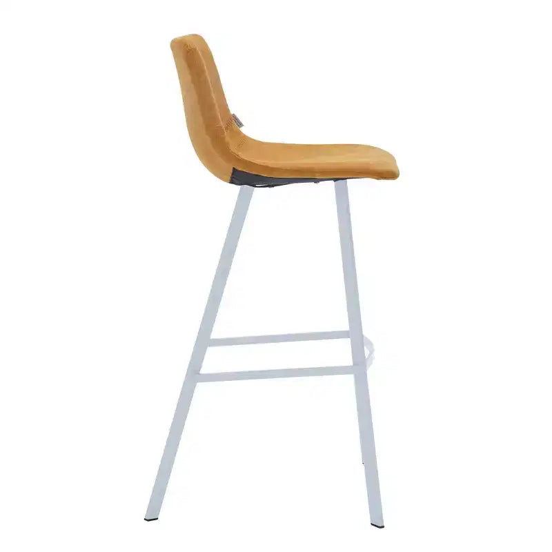 Sgabello da bar moderno 104 cm in pelle PU con schienale basso, gambe in ferro e poggiapiedi, portata 120 kg