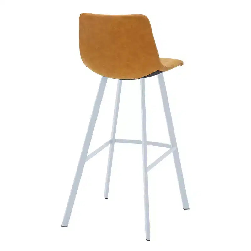 Sgabello da bar moderno 104 cm in pelle PU con schienale basso, gambe in ferro e poggiapiedi, portata 120 kg