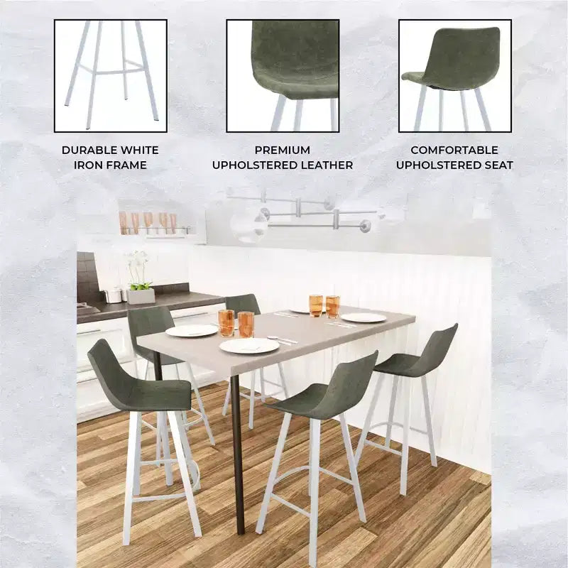 Sgabello da bar moderno 104 cm in pelle PU con schienale basso, gambe in ferro e poggiapiedi, portata 120 kg